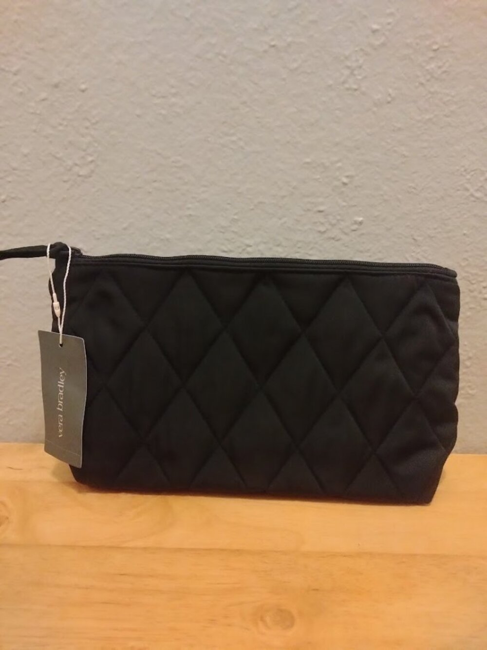 VERA BRADLEY Diamond Quilted Medium Cosmetic Pouch (Moonless Night Black) NWT
